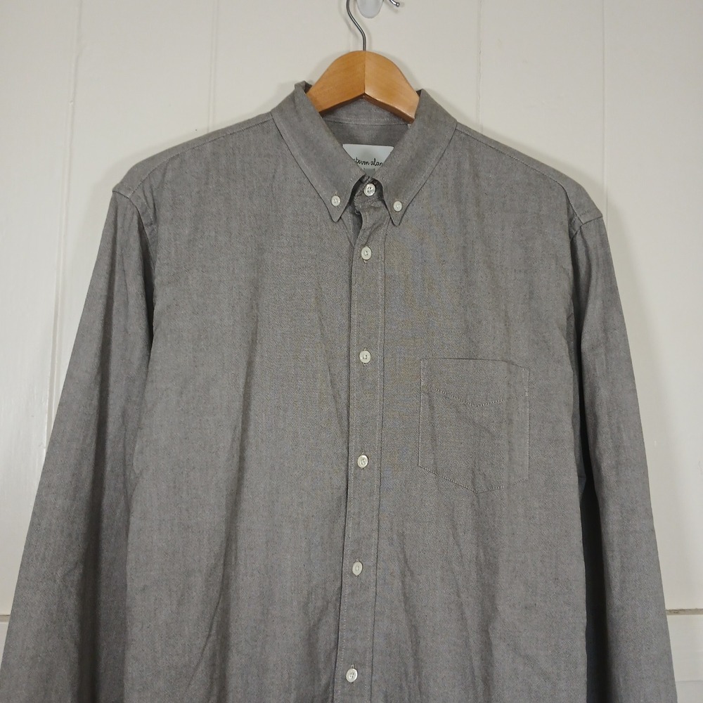 Steven Alan Button Down Shirt Mens Medium Grey Cotton Twill Oxford Made in USA - Picture 3 of 8
